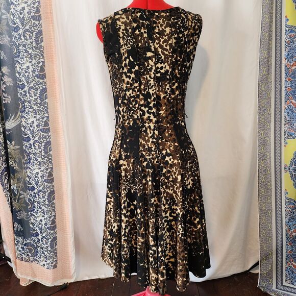 FOREVER 21 Black Brown Sleeveless Stretch Knee Length Fitted Aline Dress Size PS - Picture 4 of 5
